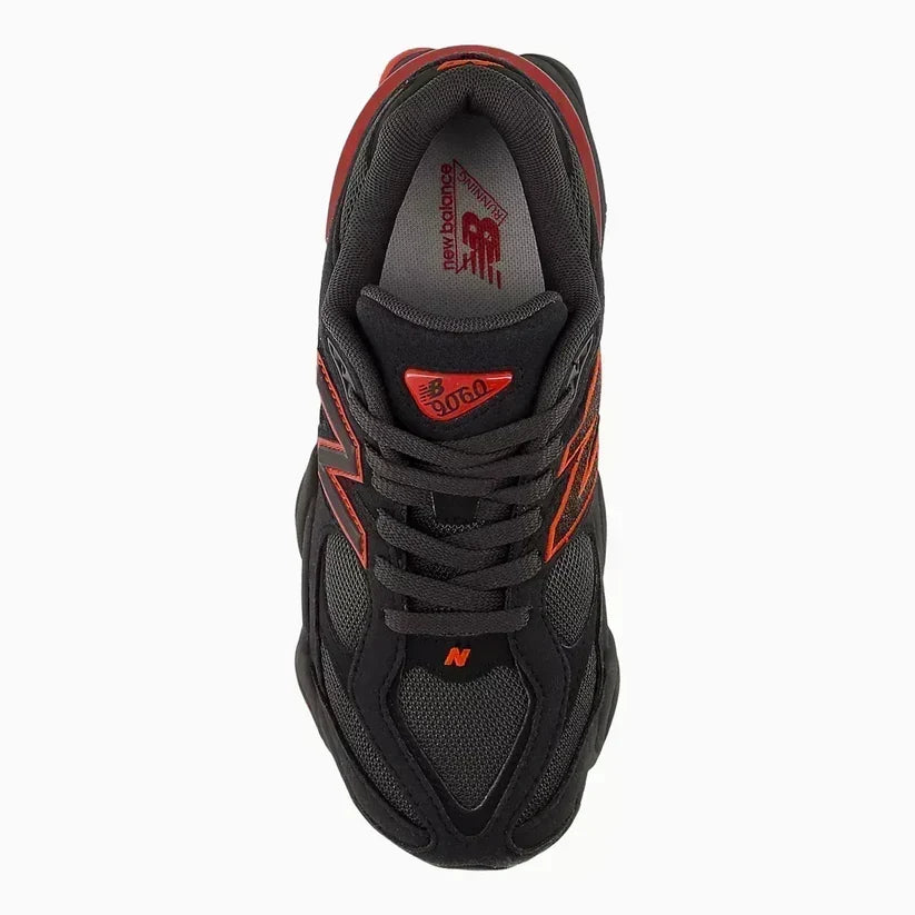 Baskets unisexes New Balance 9060 noires et rouges