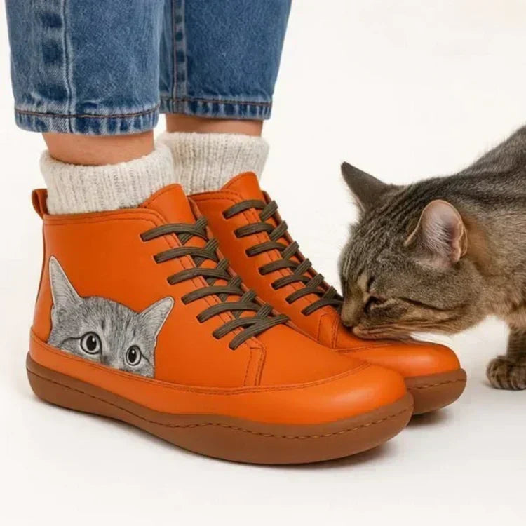 Dámské ortopedické kožené kotníkové boty KittyKicks