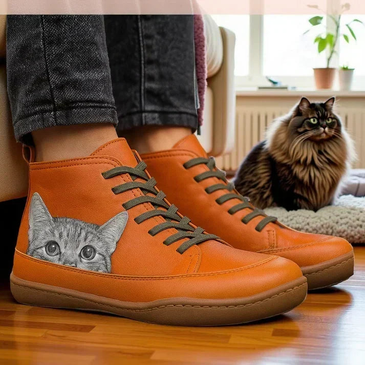 Dámské ortopedické kožené kotníkové boty KittyKicks