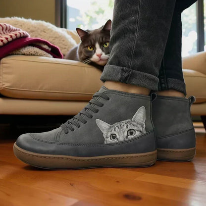 Dámské ortopedické kožené kotníkové boty KittyKicks