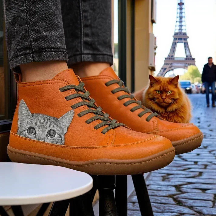 Dámské ortopedické kožené kotníkové boty KittyKicks